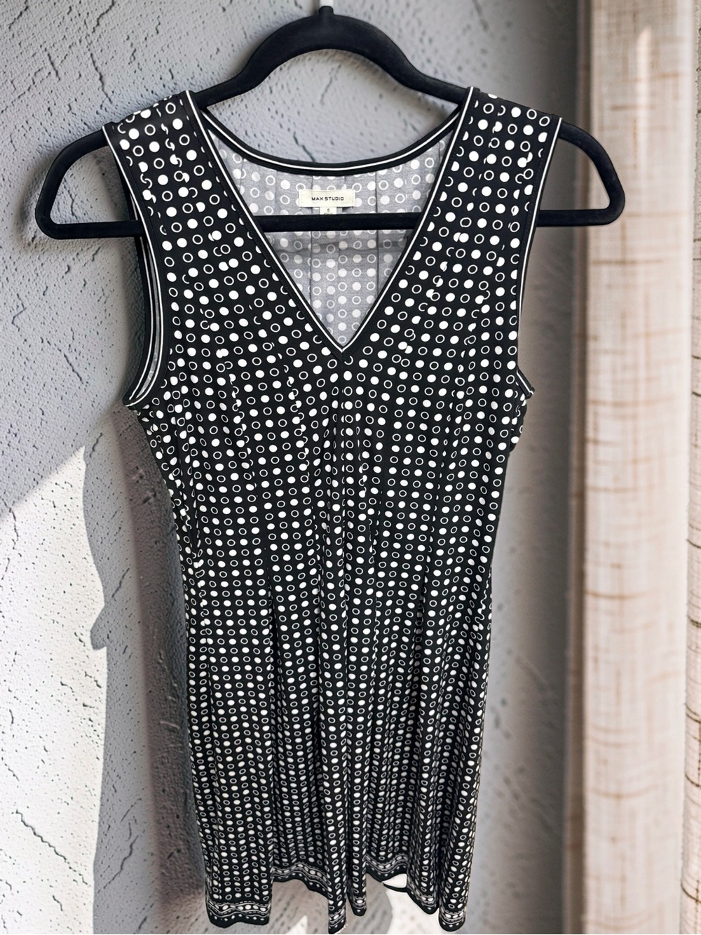 Max Studio Black & White V-Neck Midi Dress